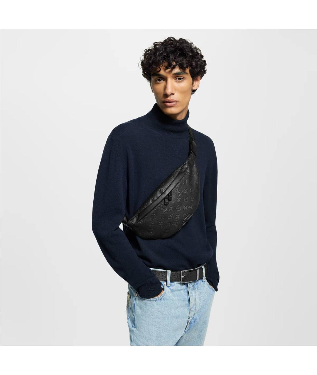 LOUIS VUITTON Черная кожаная поясная сумка, фото 3