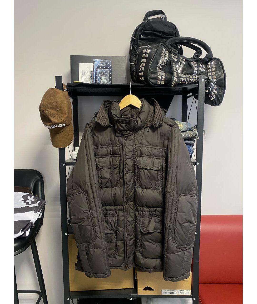 MONCLER Коричневый полиэстеровый пуховик, фото 8