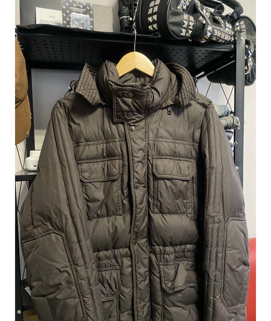 MONCLER Коричневый полиэстеровый пуховик, фото 3