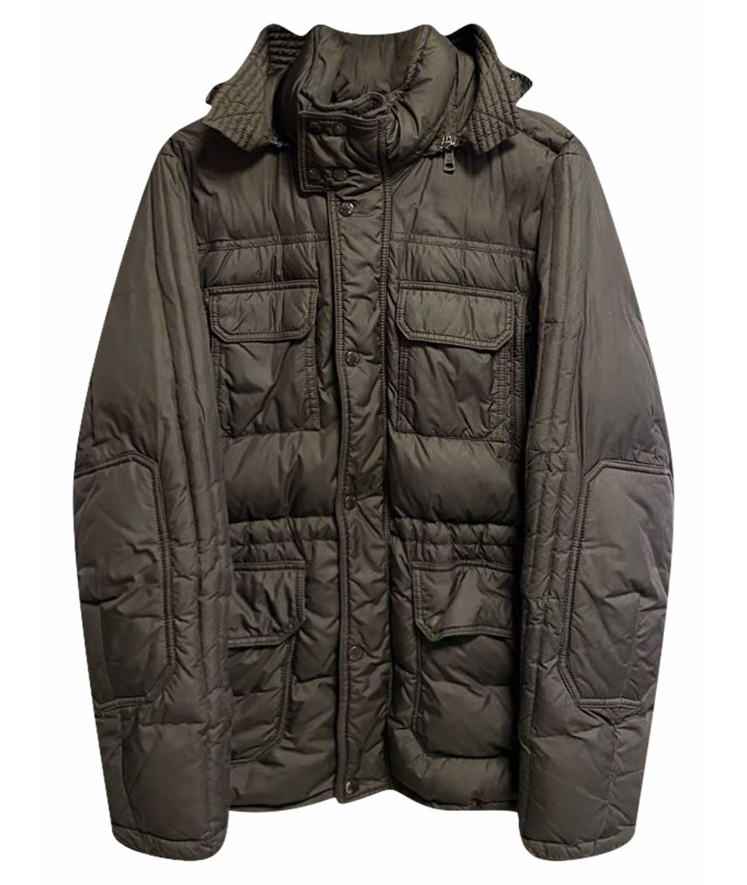 MONCLER Коричневый полиэстеровый пуховик, фото 1