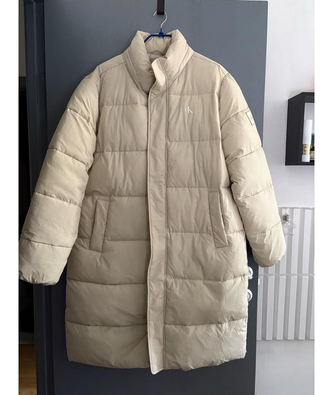 CALVIN KLEIN JEANS Бежевый полиэстеровый пуховик, фото 5