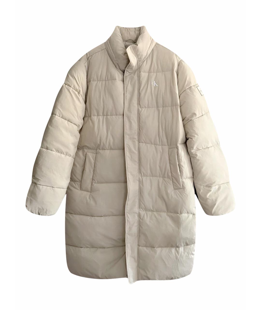 CALVIN KLEIN JEANS Бежевый полиэстеровый пуховик, фото 1