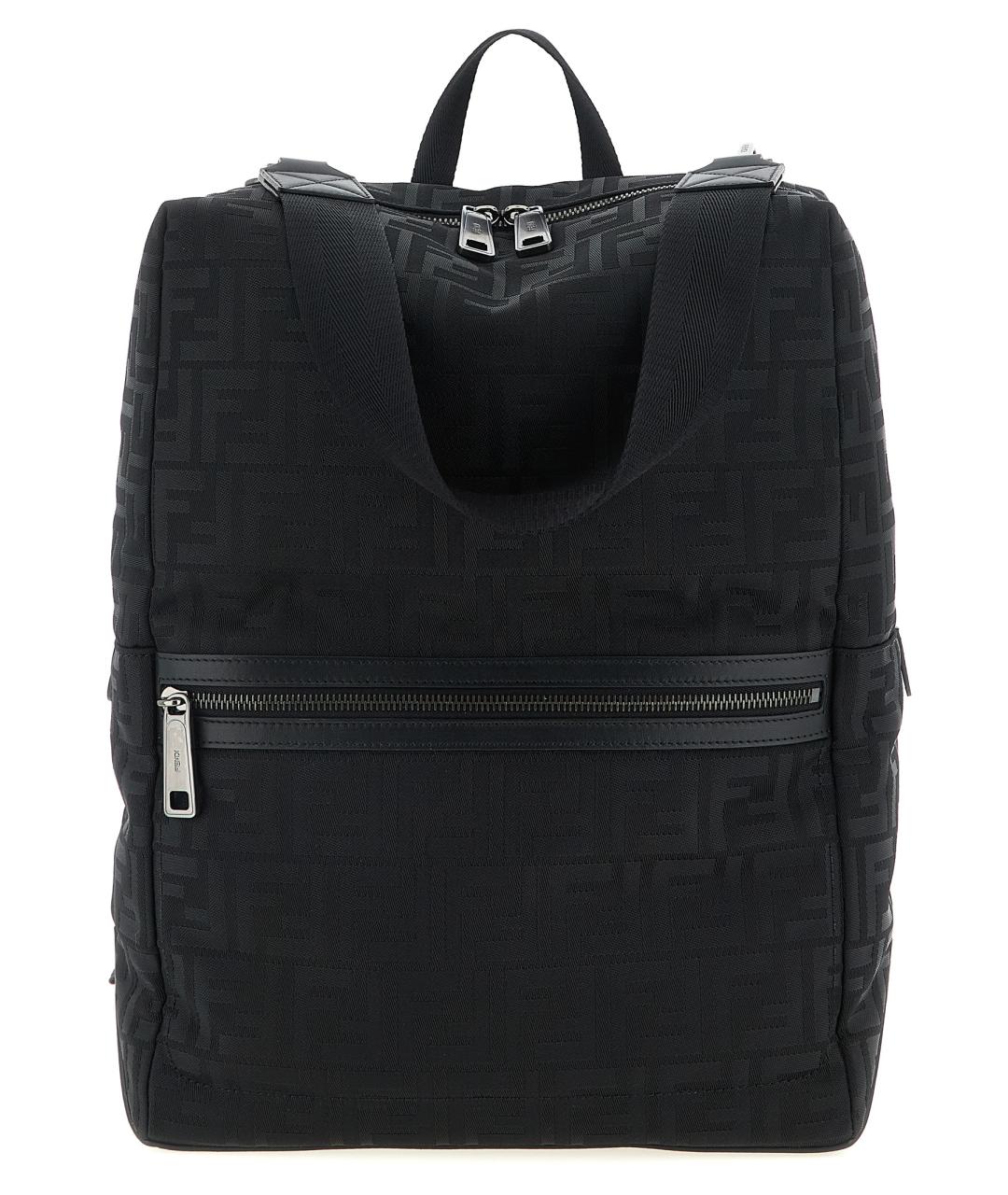 FENDI Черный жаккардовый рюкзак, фото 1
