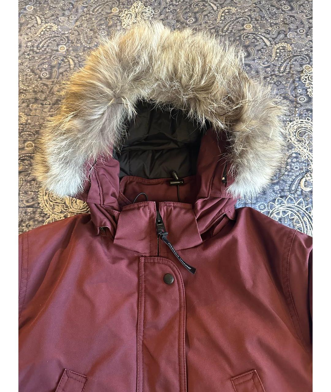 CANADA GOOSE Бордовый полиамидовый пуховик, фото 5