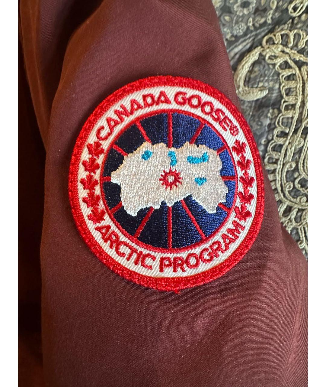 CANADA GOOSE Бордовый полиамидовый пуховик, фото 4