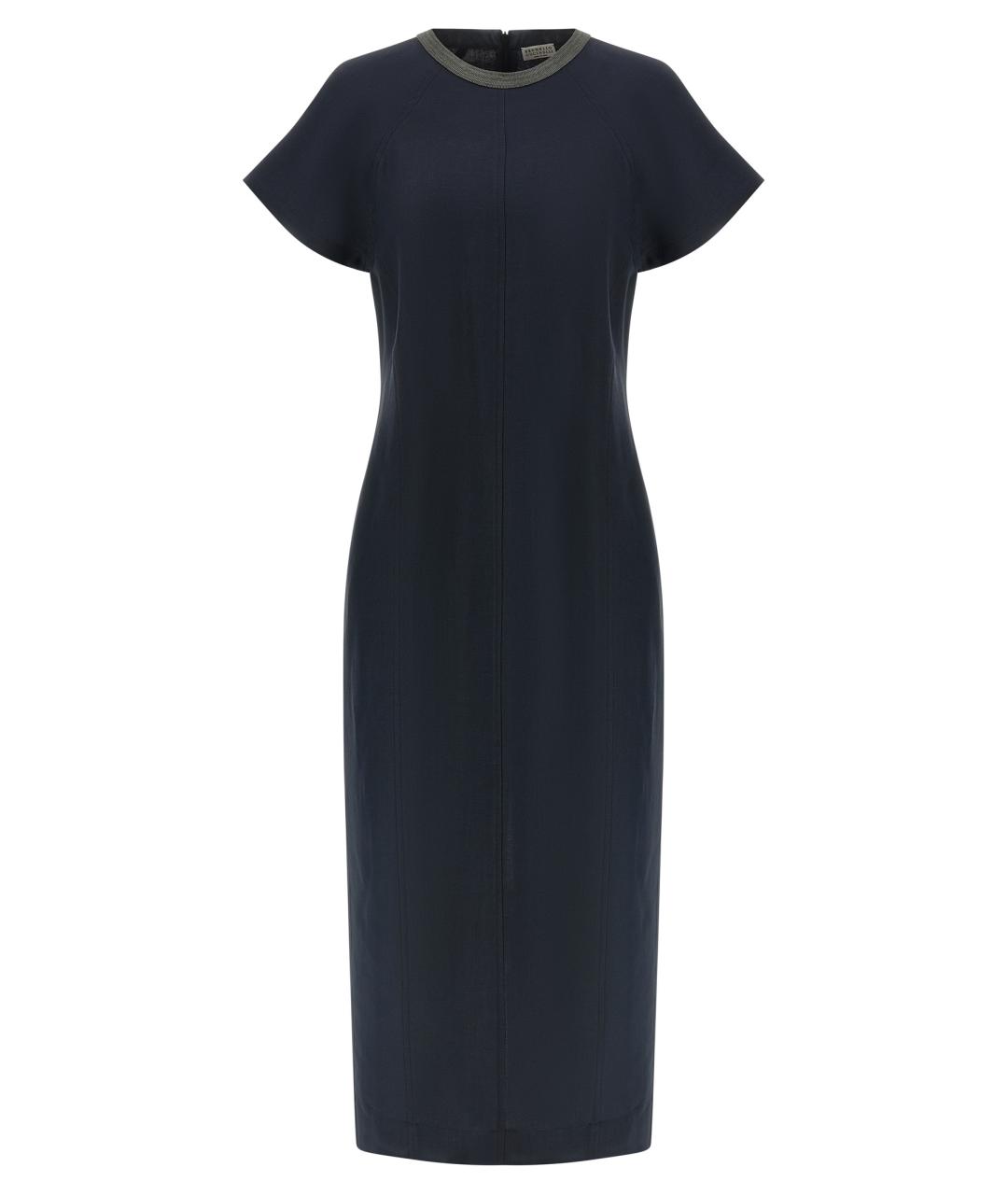 BRUNELLO CUCINELLI Темно-синее вискозное повседневное платье, фото 1