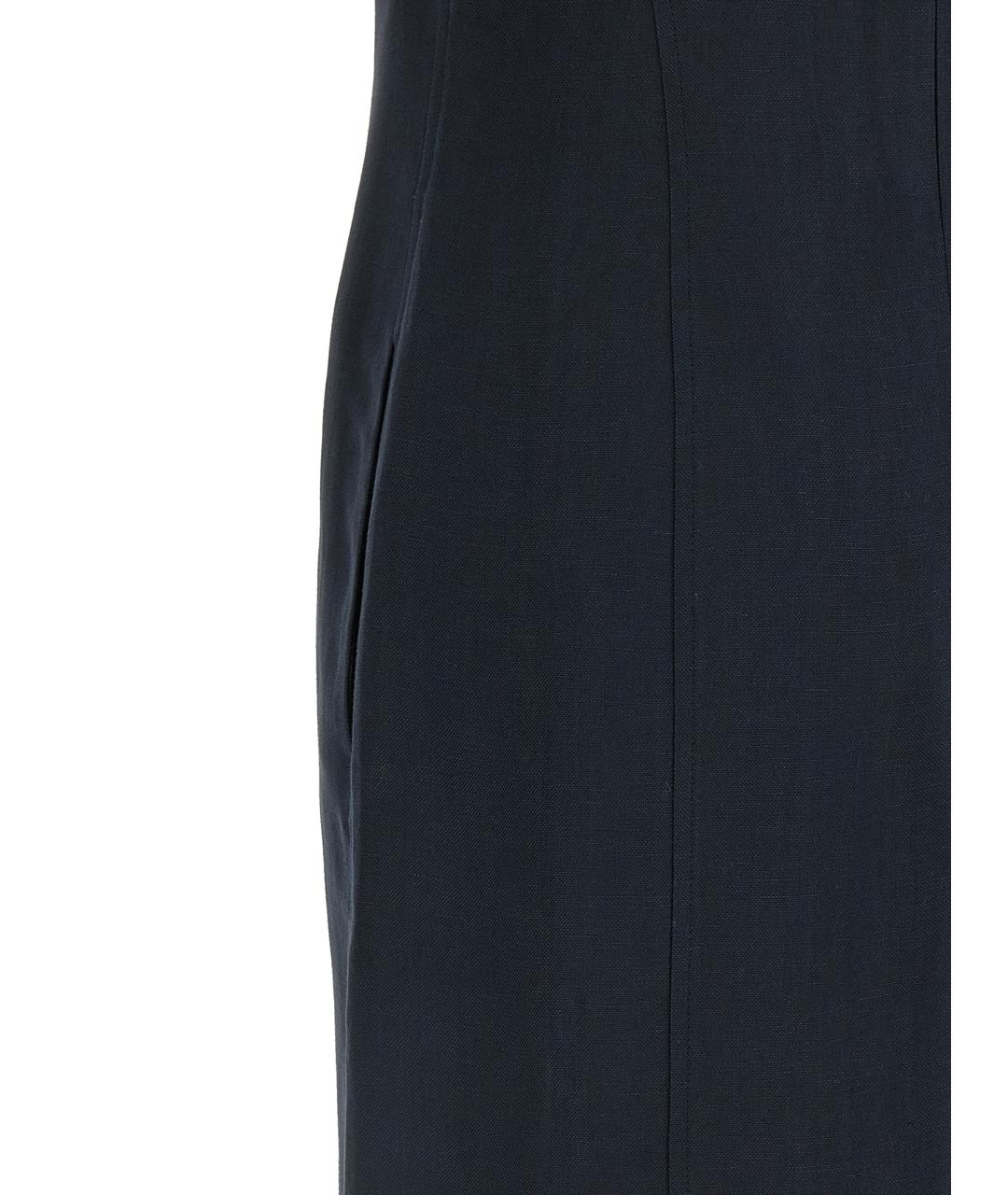 BRUNELLO CUCINELLI Темно-синее вискозное повседневное платье, фото 4