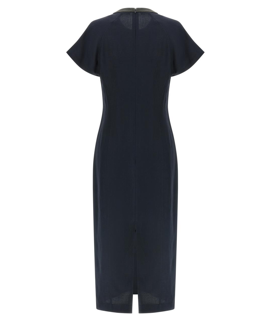 BRUNELLO CUCINELLI Темно-синее вискозное повседневное платье, фото 2