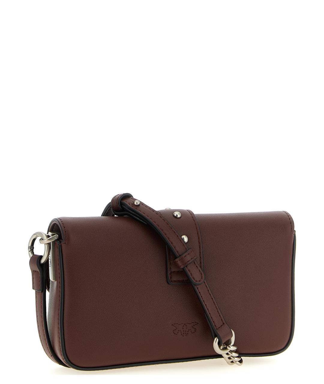 PINKO Бордовая кожаная сумка через плечо, фото 2