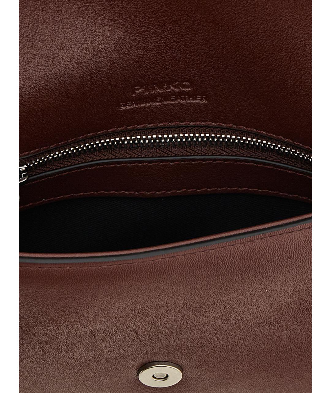 PINKO Бордовая кожаная сумка через плечо, фото 4