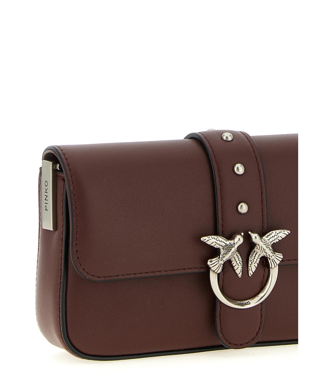 PINKO Бордовая кожаная сумка через плечо, фото 3
