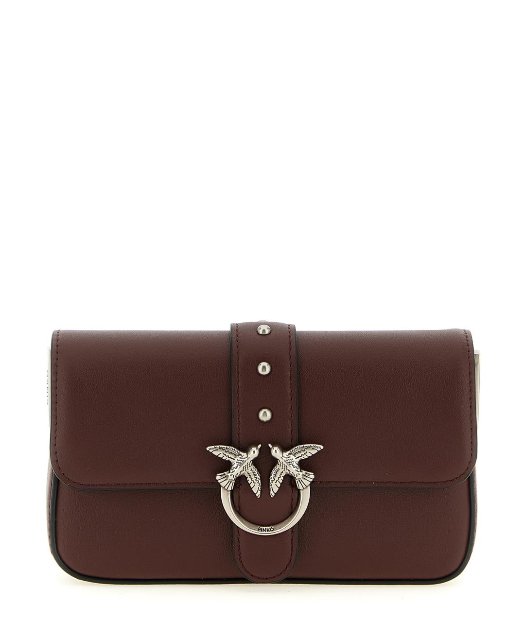 PINKO Бордовая кожаная сумка через плечо, фото 1