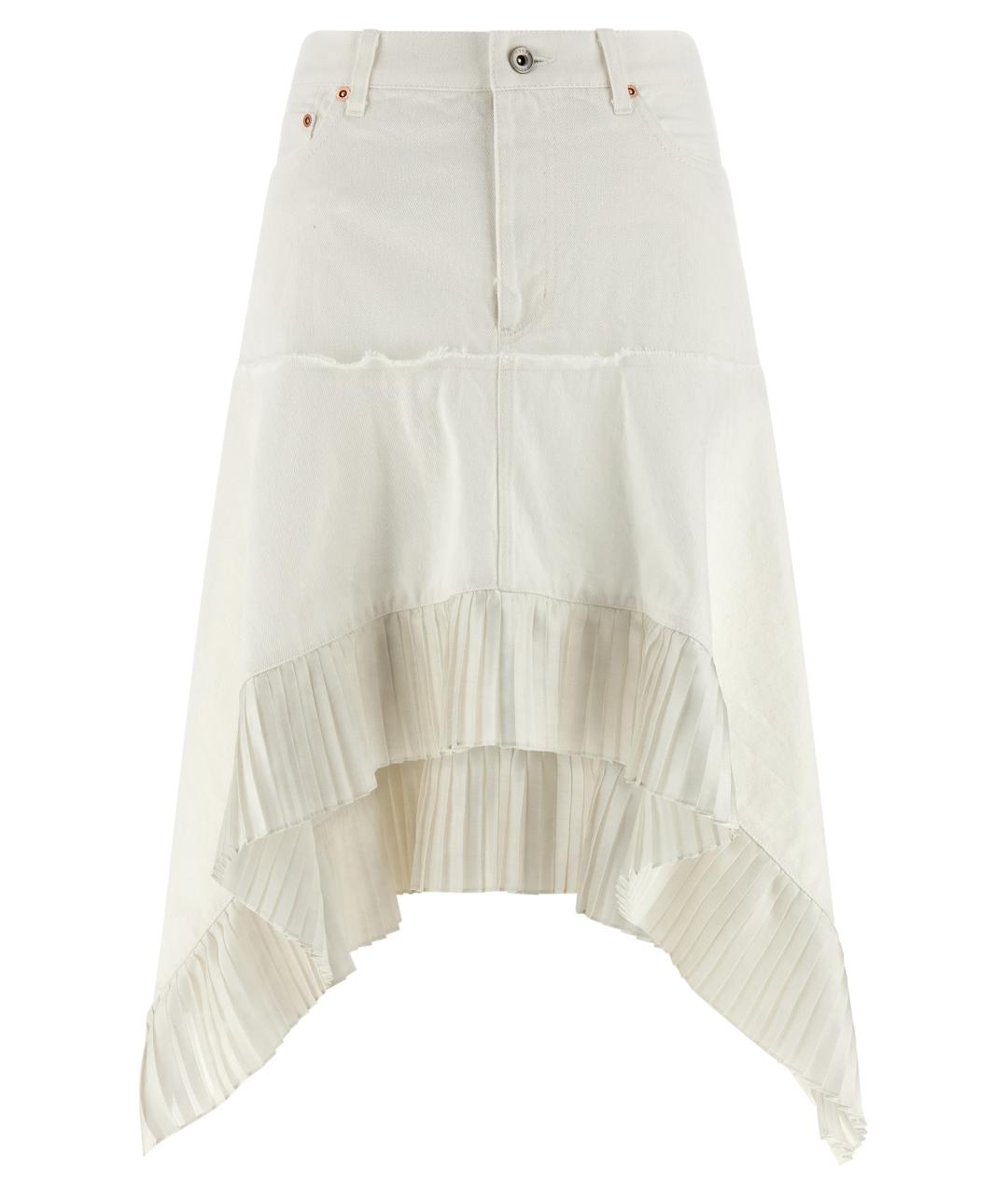 SACAI Белая хлопковая юбка миди, фото 1