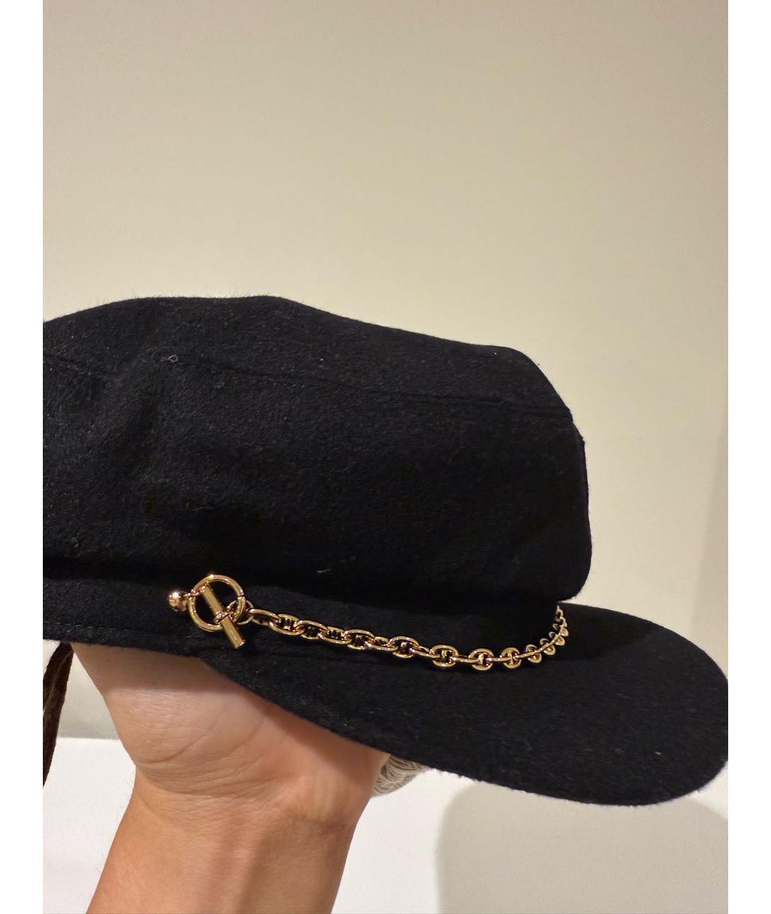 HERMES Черная кашемировая кепка, фото 3