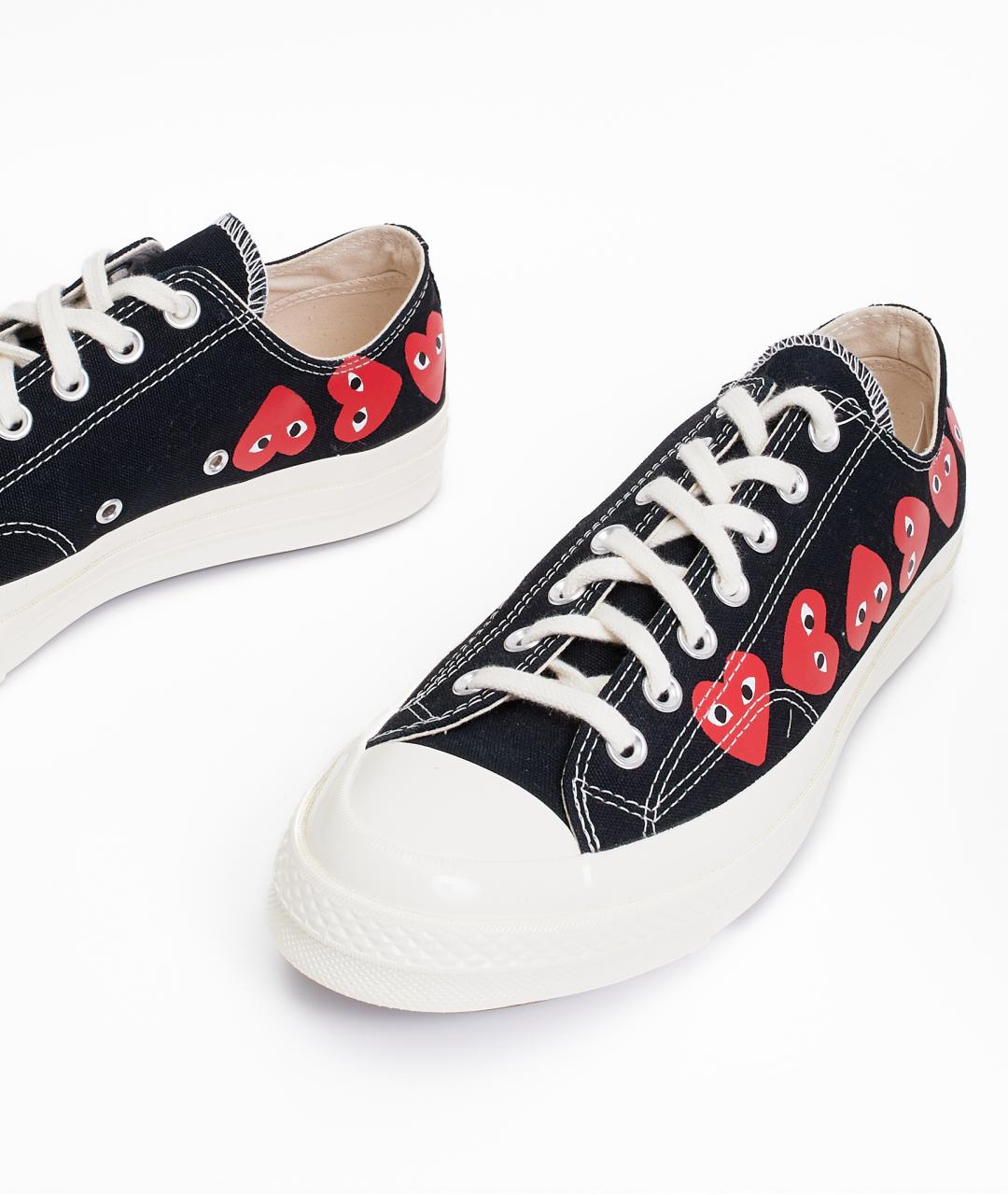 COMME DES GARÇONS PLAY Черные текстильные низкие кроссовки / кеды, фото 7