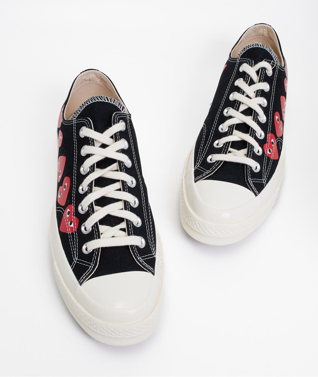 COMME DES GARÇONS PLAY Черные текстильные низкие кроссовки / кеды, фото 6