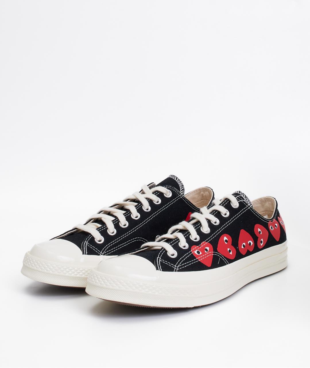 COMME DES GARÇONS PLAY Черные текстильные низкие кроссовки / кеды, фото 2