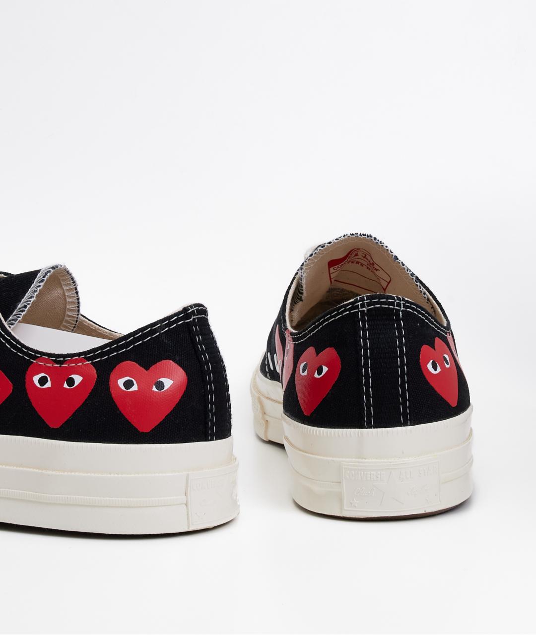 COMME DES GARÇONS PLAY Черные текстильные низкие кроссовки / кеды, фото 4