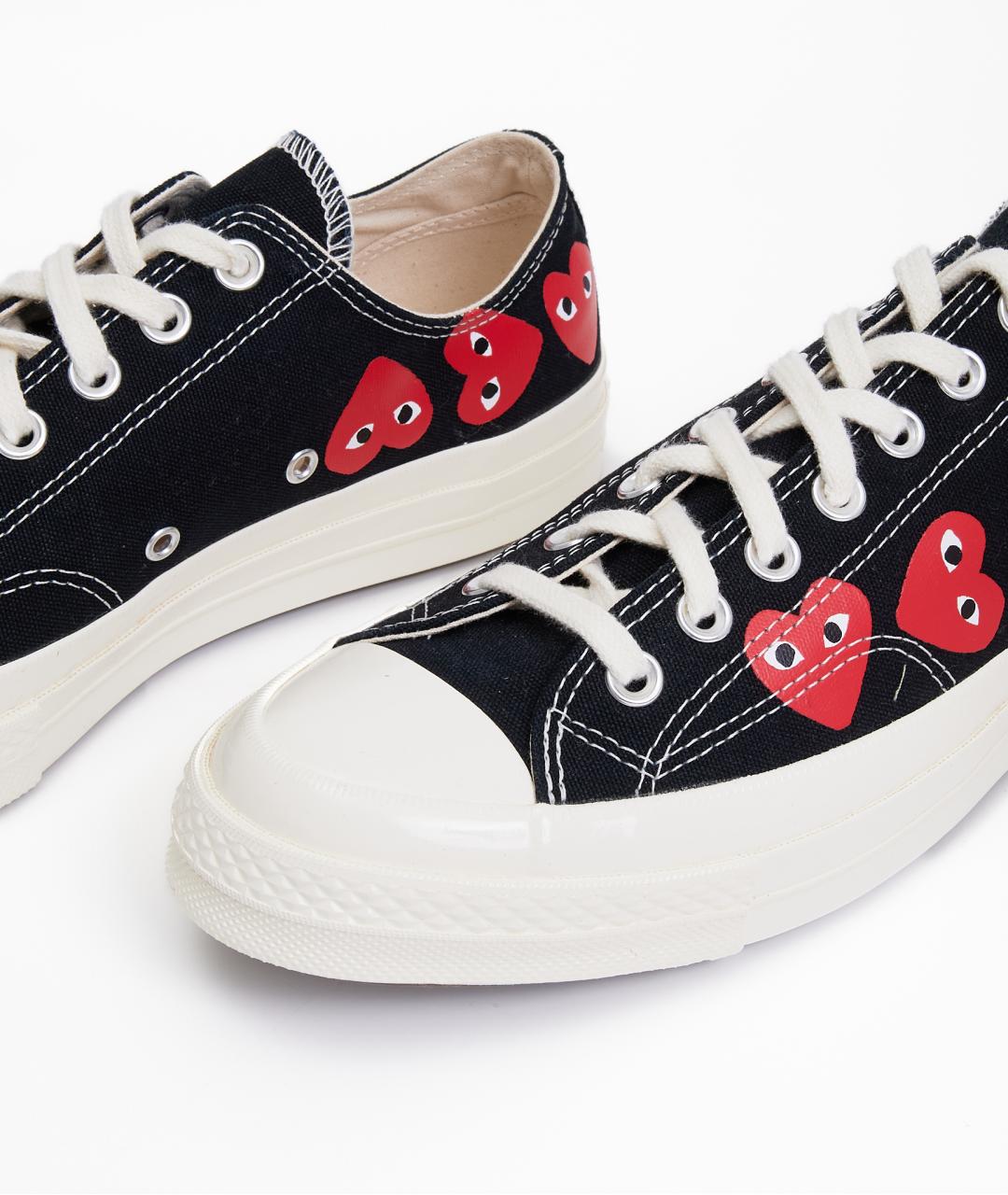 COMME DES GARÇONS PLAY Черные текстильные низкие кроссовки / кеды, фото 5