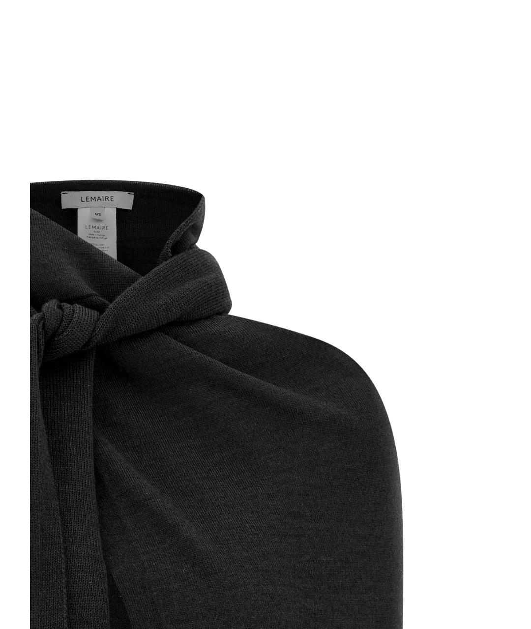 LEMAIRE Черный шерстяной шарф, фото 3