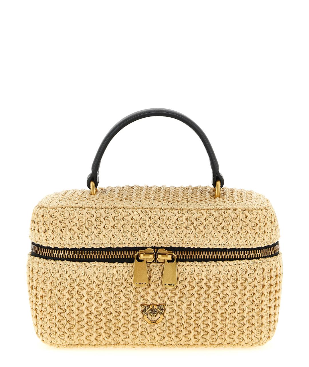 PINKO Бежевая пелетеная сумка через плечо, фото 1