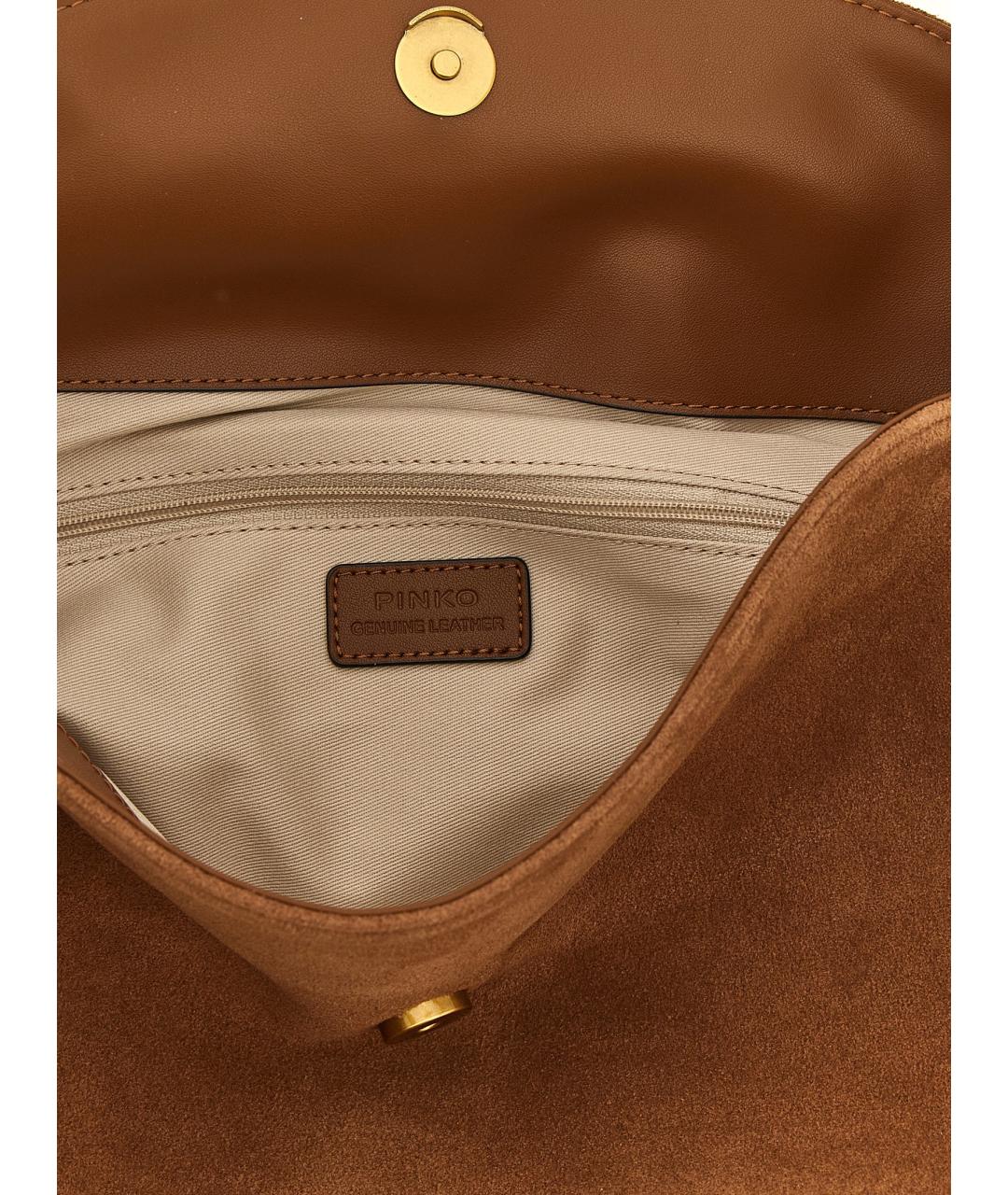 PINKO Коричневая замшевая сумка через плечо, фото 4