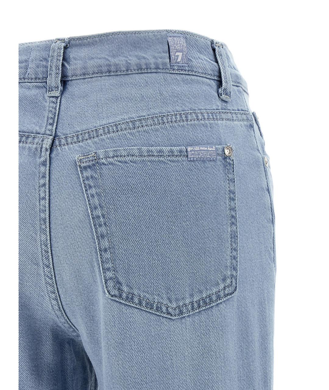 7 FOR ALL MANKIND Голубые хлопковые джинсы клеш, фото 4