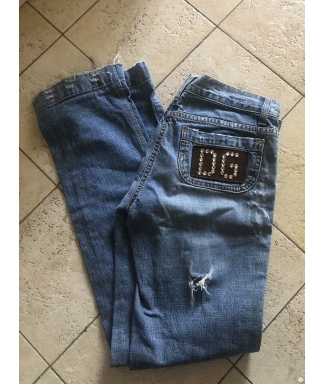 DOLCE&GABBANA Голубые хлопковые прямые джинсы, фото 5