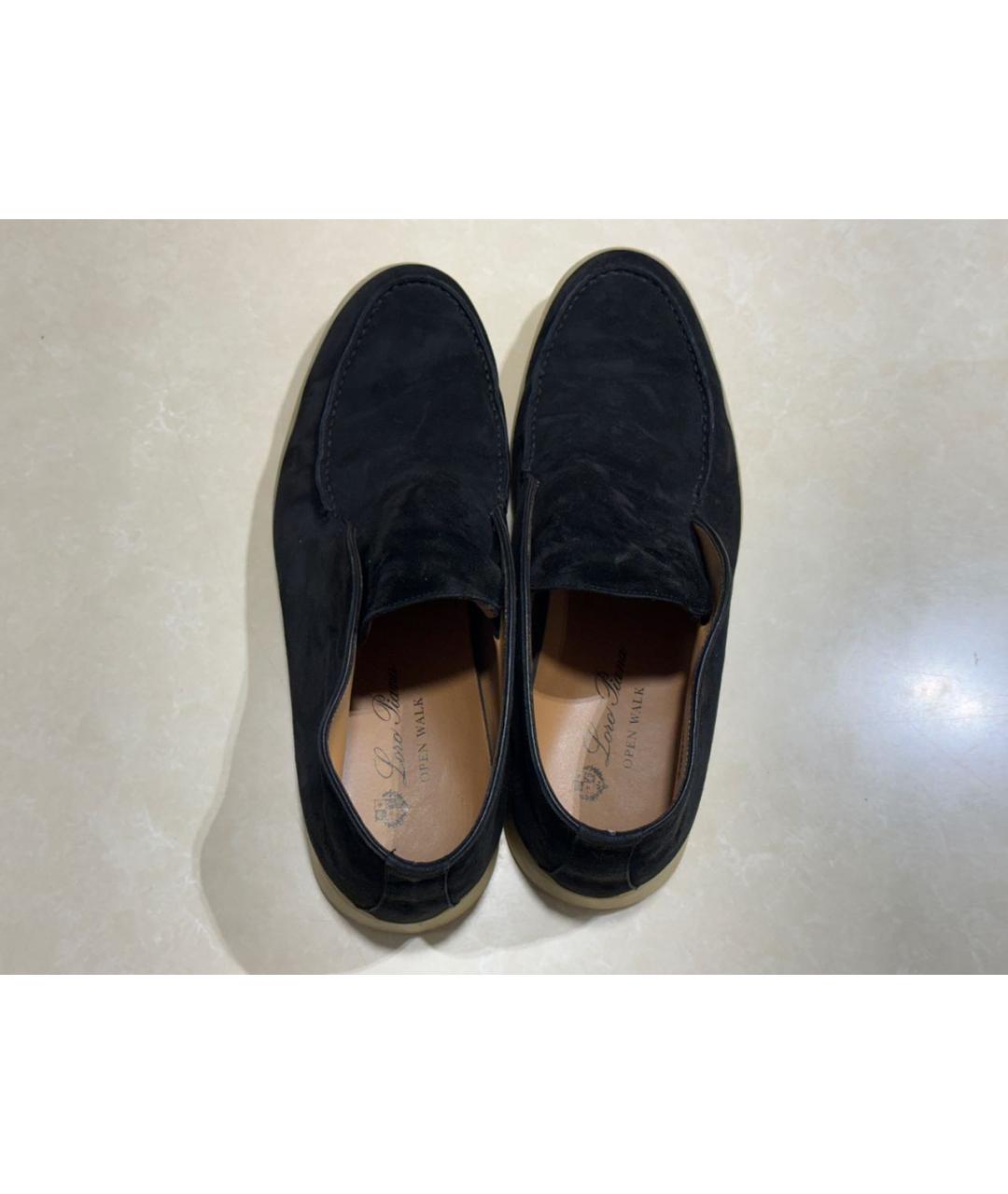 LORO PIANA Черные замшевые лоферы, фото 3