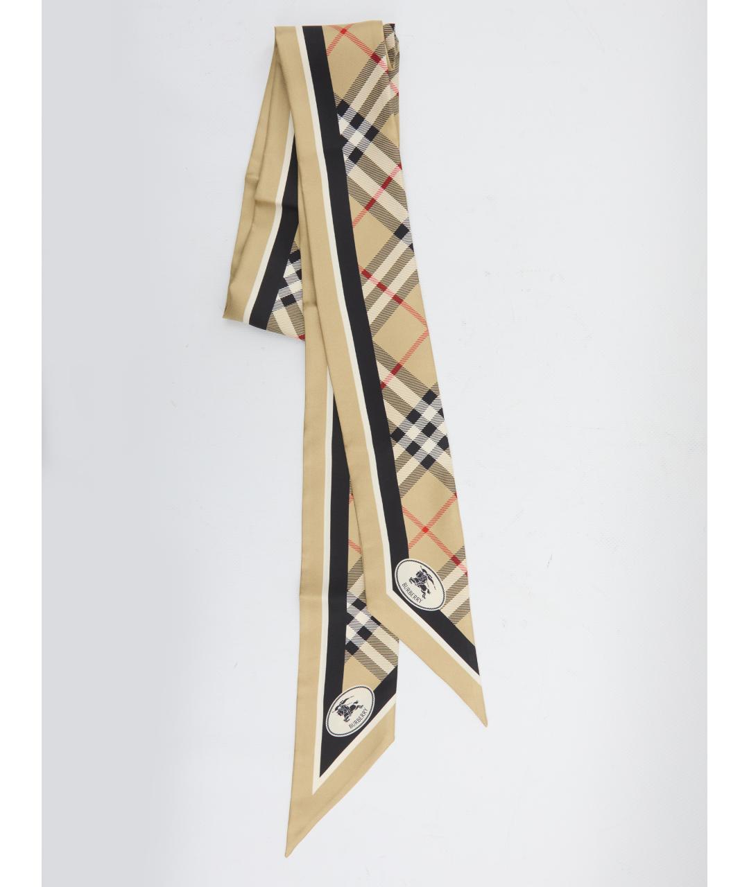 BURBERRY Бежевый шелковый шарф, фото 3