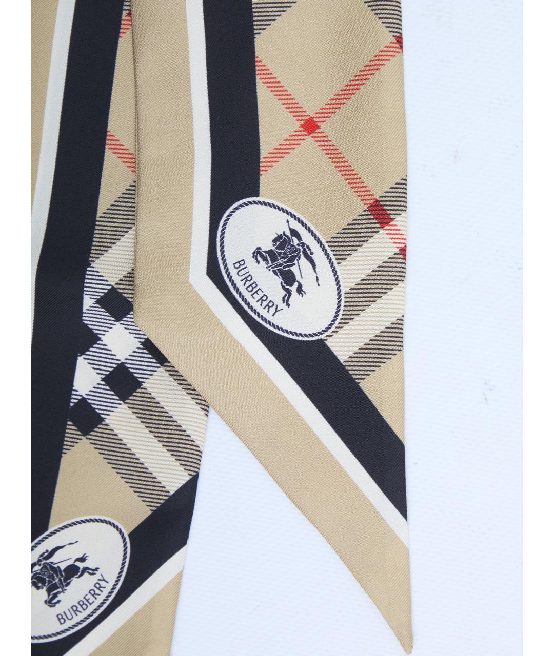BURBERRY Бежевый шелковый шарф, фото 2