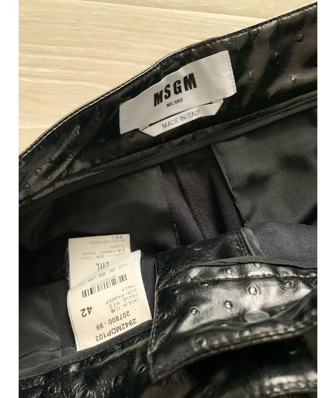 MSGM Черные полиуретановые брюки узкие, фото 3