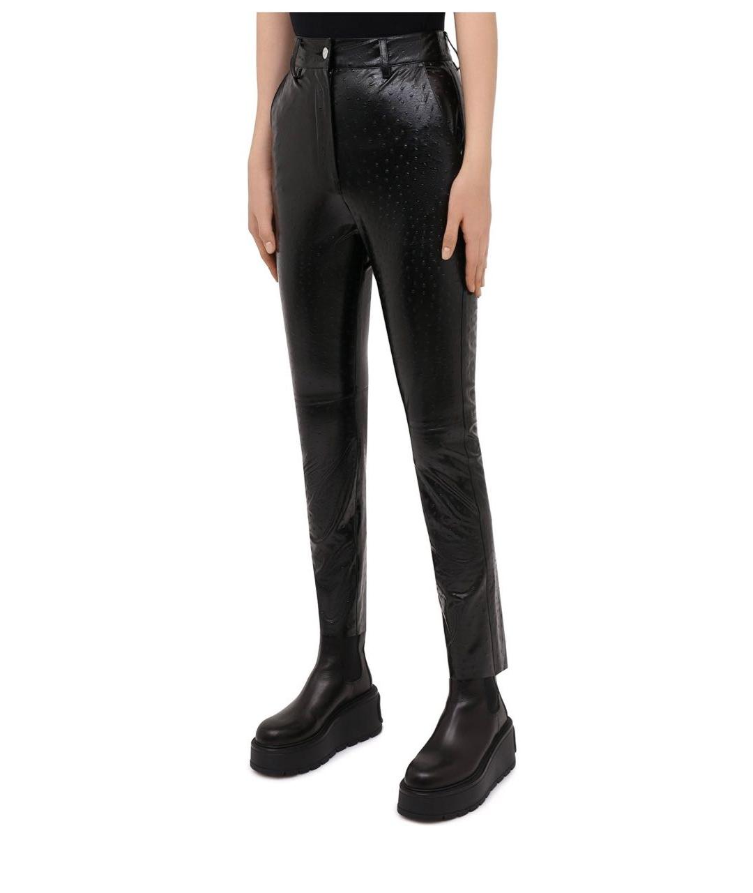 MSGM Черные полиуретановые брюки узкие, фото 7
