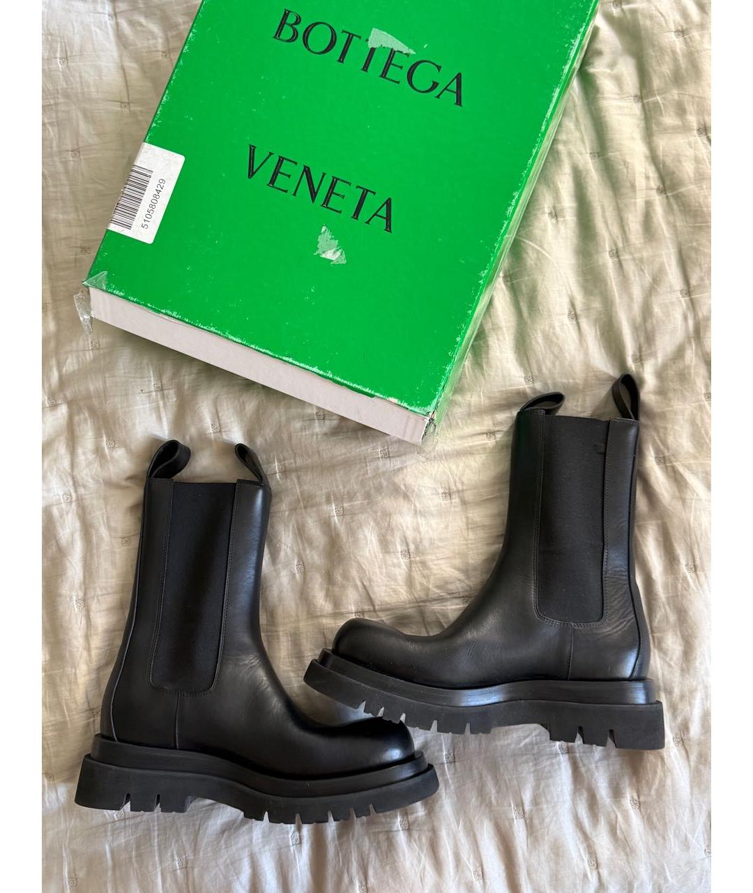 BOTTEGA VENETA Черные кожаные полусапоги, фото 6