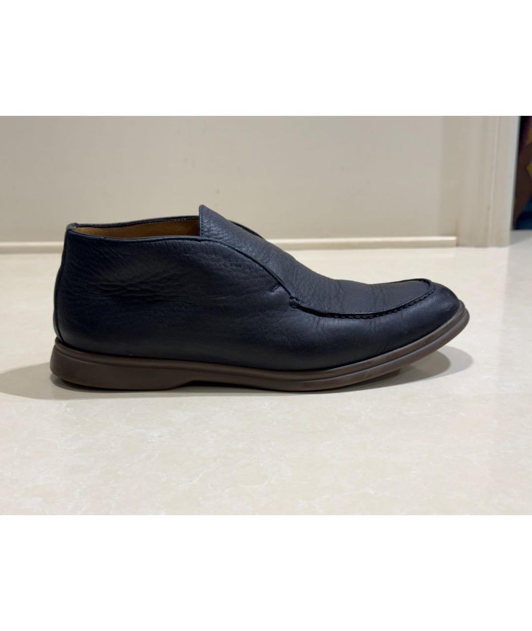 LORO PIANA Черные кожаные лоферы, фото 9