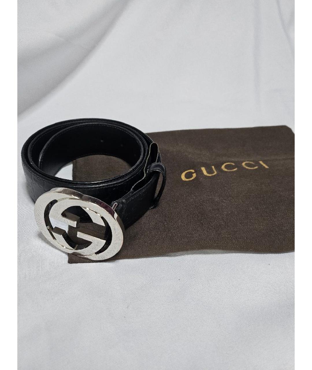 GUCCI Черный кожаный ремень, фото 8