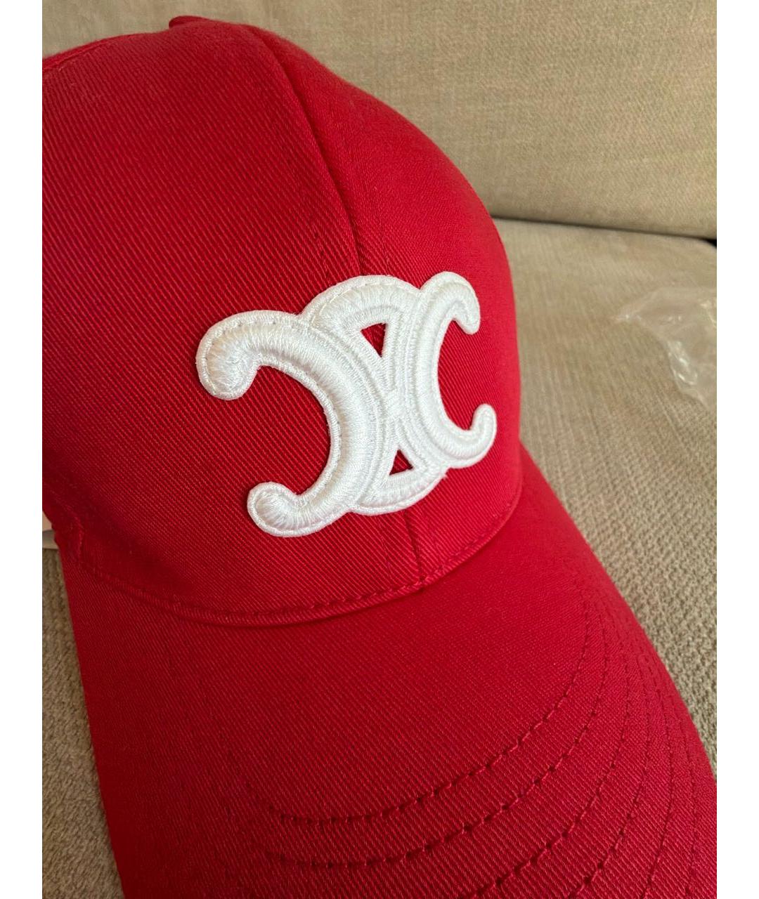 CELINE Красная хлопковая кепка, фото 4