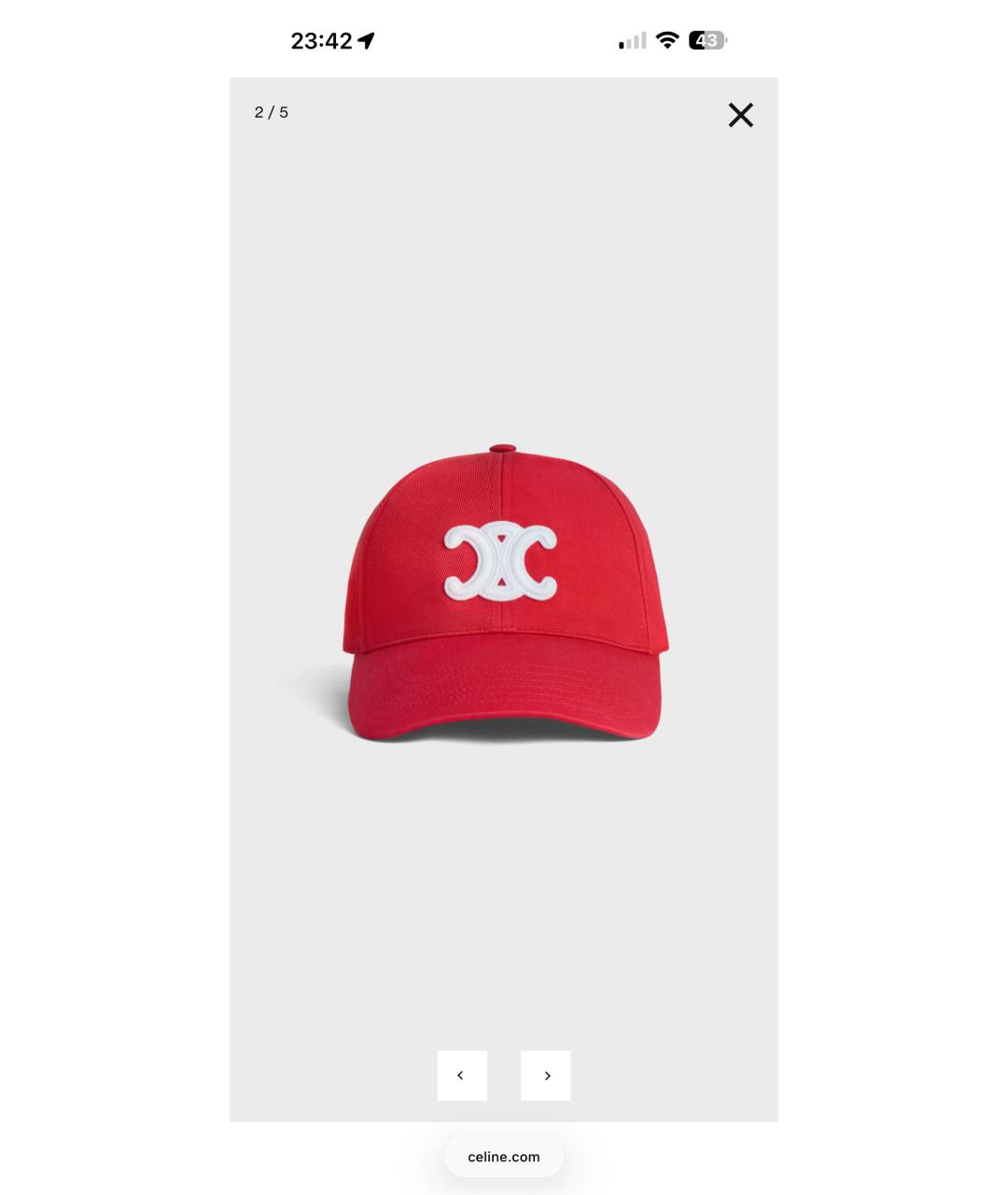 CELINE Красная хлопковая кепка, фото 8