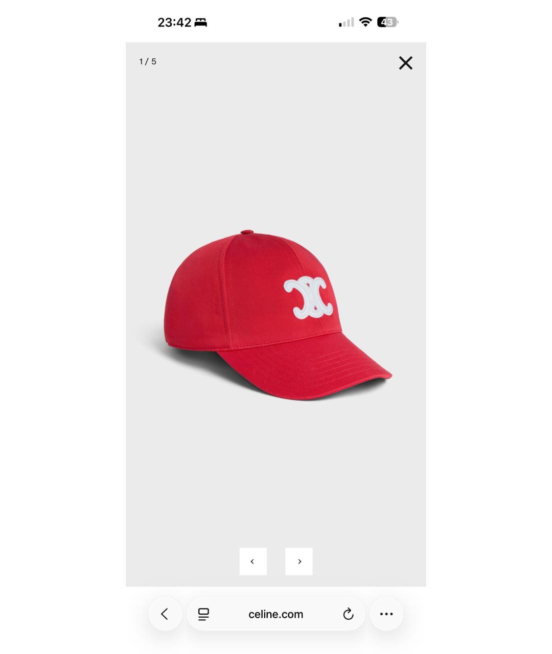 CELINE Красная хлопковая кепка, фото 7