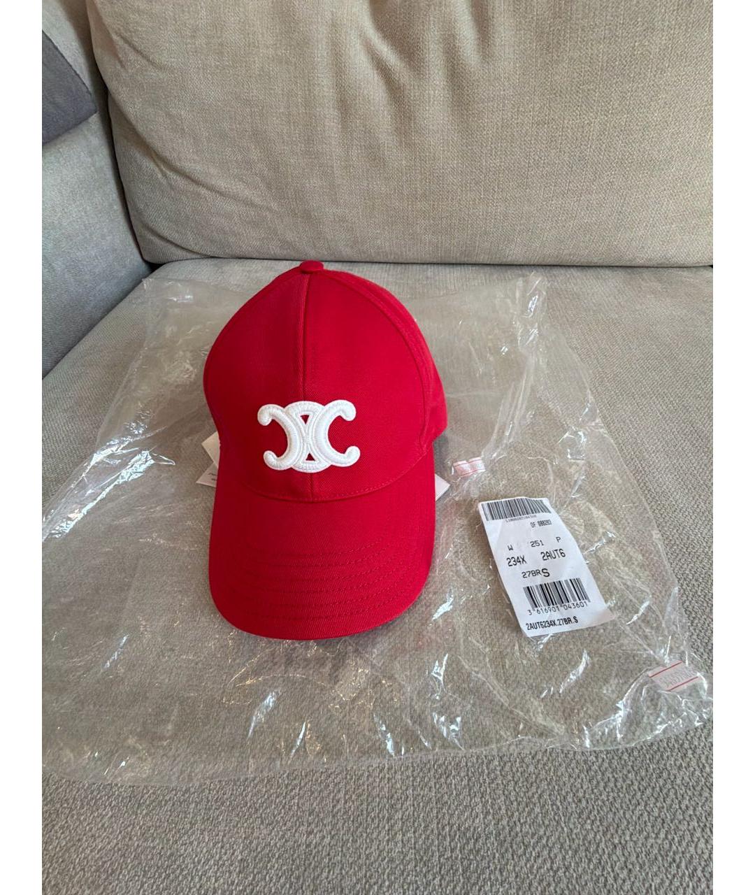 CELINE Красная хлопковая кепка, фото 7