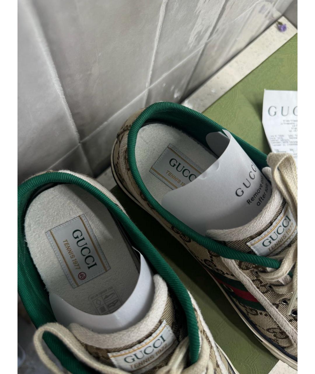 GUCCI Коричневые текстильные кроссовки, фото 7