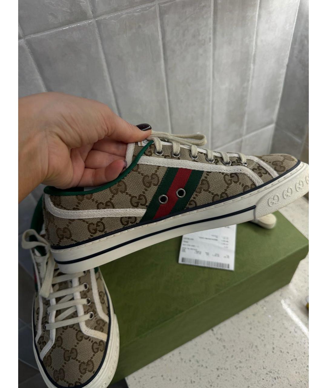 GUCCI Коричневые текстильные кроссовки, фото 8