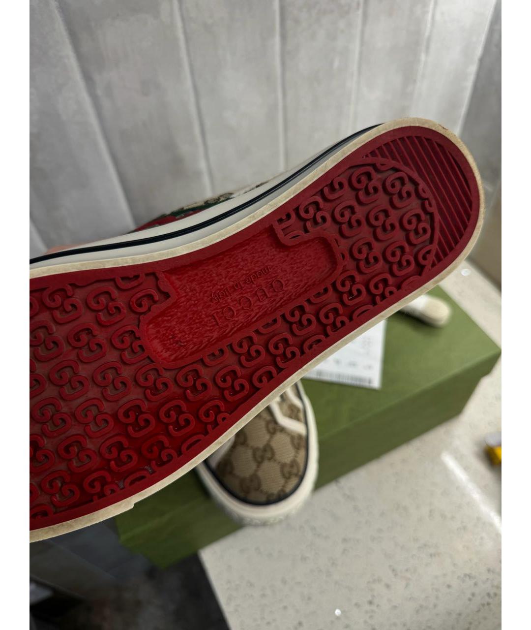 GUCCI Коричневые текстильные кроссовки, фото 5