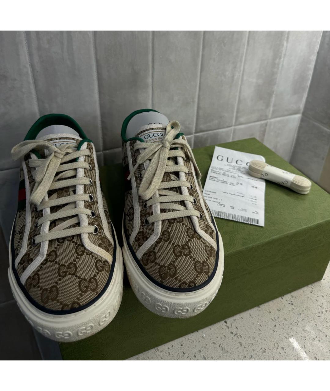 GUCCI Коричневые текстильные кроссовки, фото 3