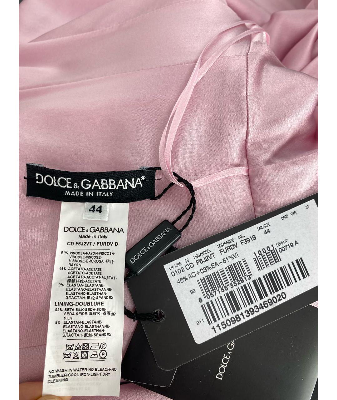 DOLCE&GABBANA Розовое вискозное коктейльное платье, фото 4