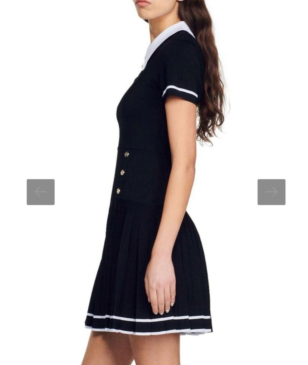 SANDRO Черное вискозное повседневное платье, фото 3