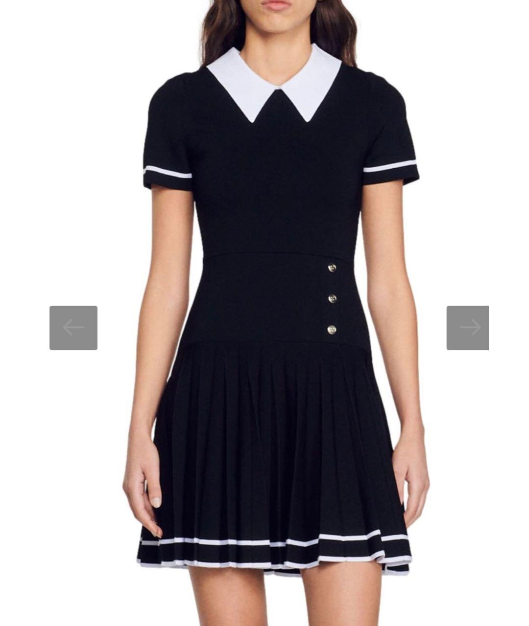 SANDRO Черное вискозное повседневное платье, фото 2