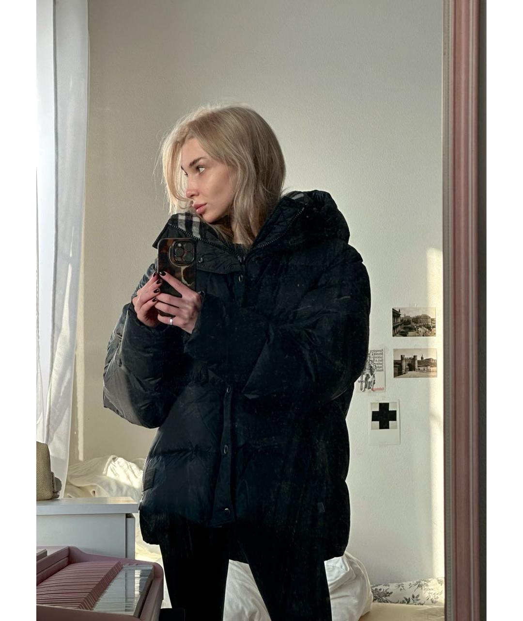 BURBERRY Черный полиэстеровый пуховик, фото 6