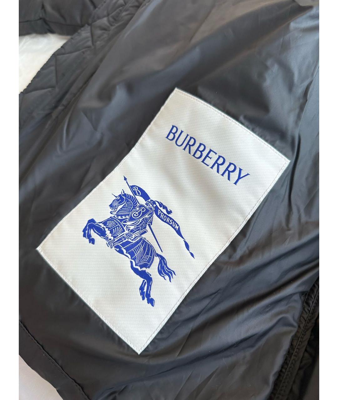 BURBERRY Черный полиэстеровый пуховик, фото 2