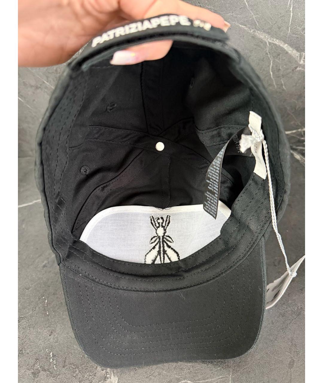 PATRIZIA PEPE Черная хлопковая кепка, фото 5